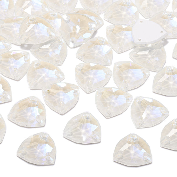 Electric Neon White Trilliant Shape High Quality Glass Sew-on Rhinestones WholesaleRhinestone