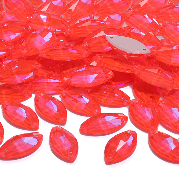Electric Neon Hyacinth Navette Shape High Quality Glass Sew-on Rhinestones WholesaleRhinestone