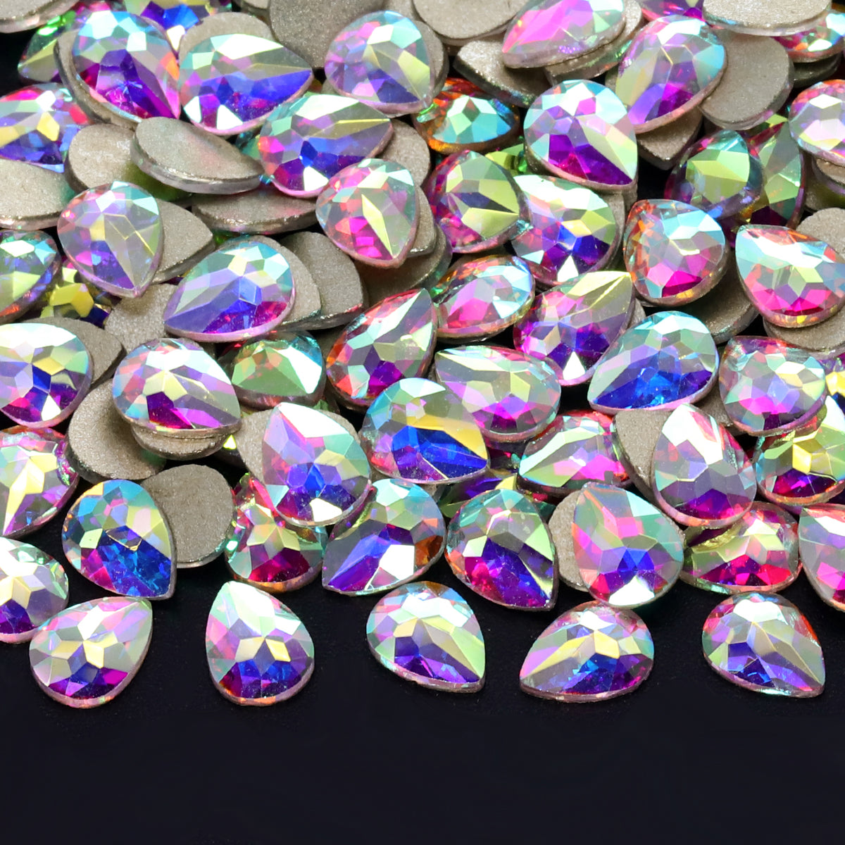 Raindrop Shape Crystal AB Flat Back Fancy Rhinestones