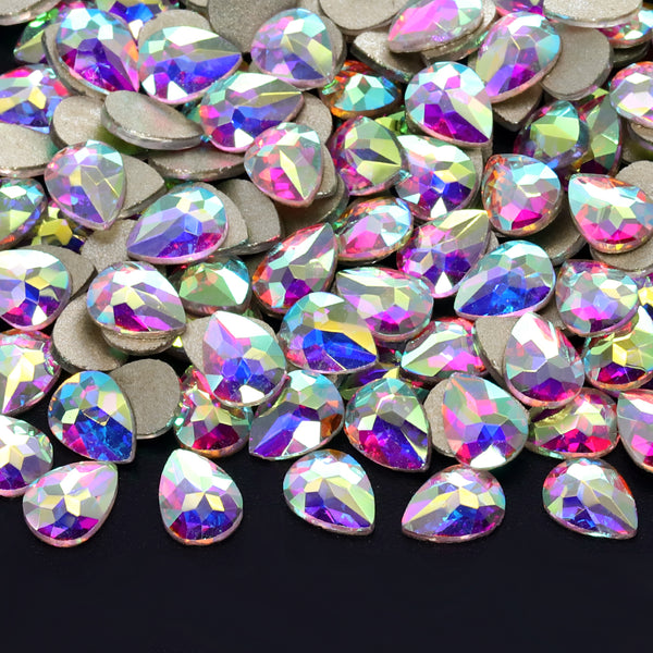 Raindrop Shape Crystal AB Flat Back Fancy Rhinestones