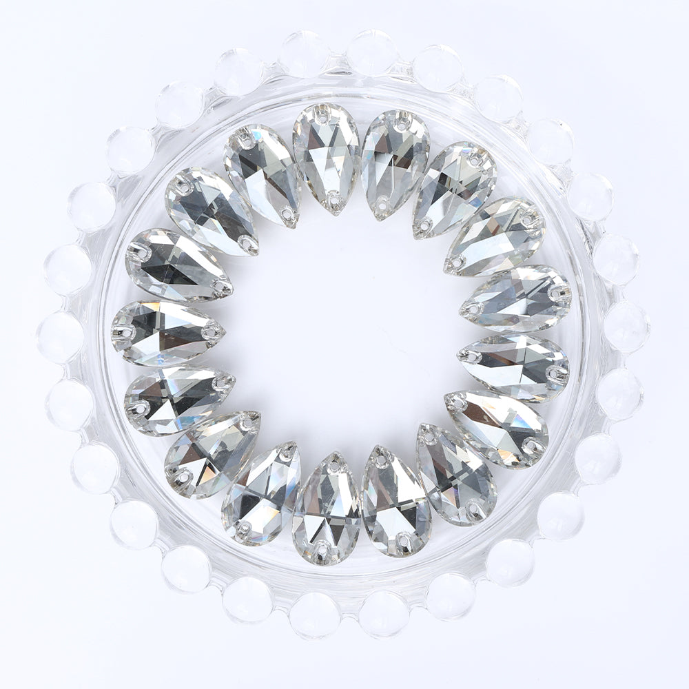 Silver Shade Drop Shape High Quality Glass Sew-on Rhinestones WholesaleRhinestone