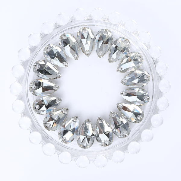 Silver Shade Drop Shape High Quality Glass Sew-on Rhinestones WholesaleRhinestone