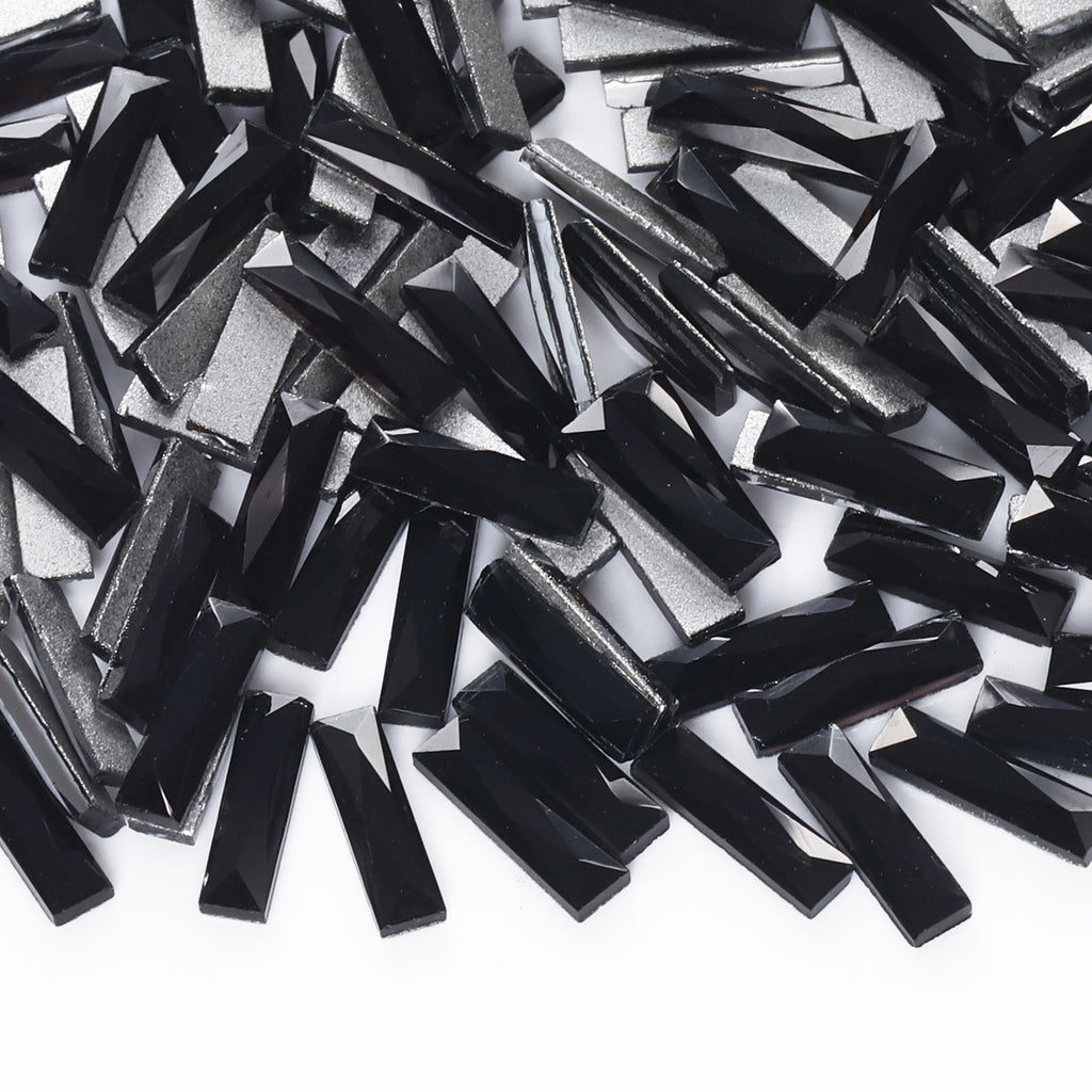 Rectangle Shape Black Flat Back Fancy Rhinestones