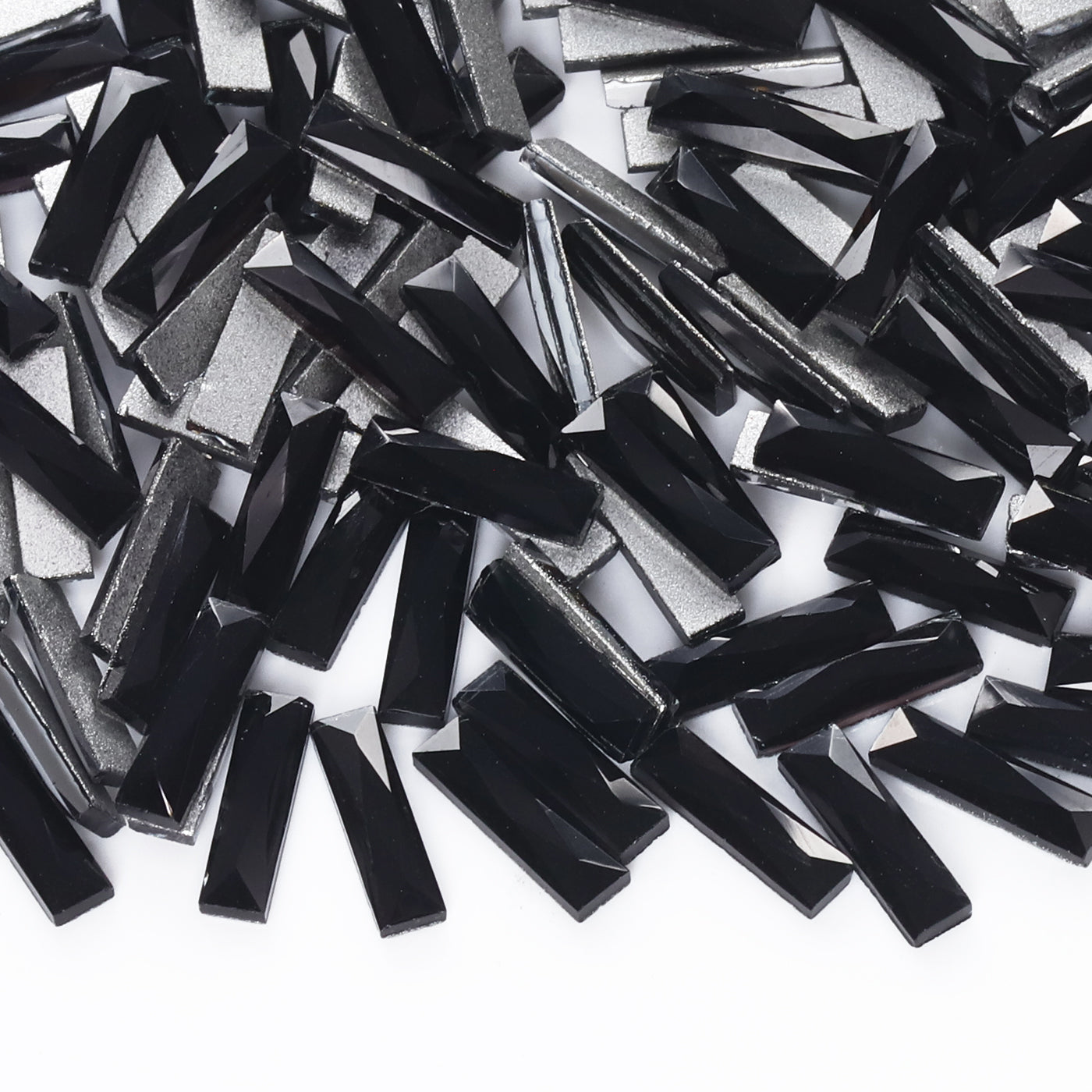 Rectangle Shape Black Flat Back Fancy Rhinestones