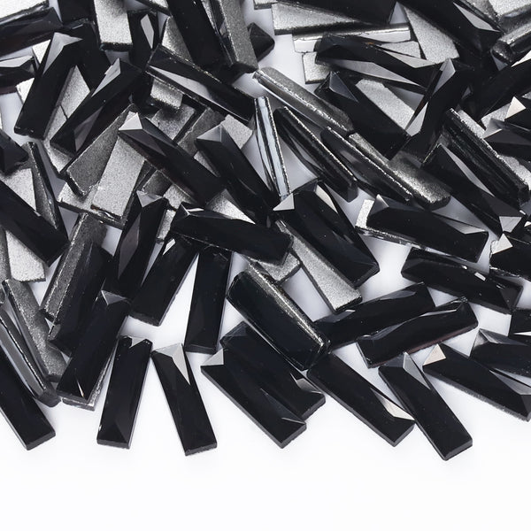 Rectangle Shape Black Flat Back Fancy Rhinestones