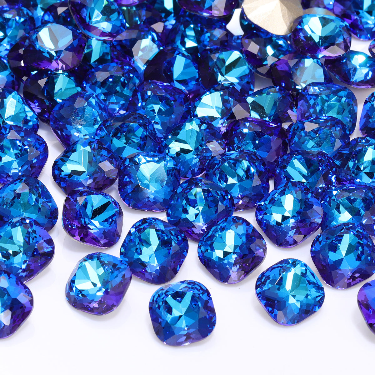 Bermuda Blue Cushion Square Shape High Quality Glass Pointed Back Fancy Rhinestones WholesaleRhinestone