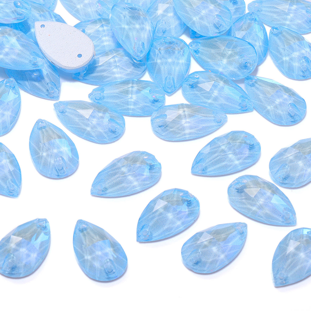 Electric Neon Light Blue Drop Shape High Quality Glass Sew-on Rhinestones WholesaleRhinestone