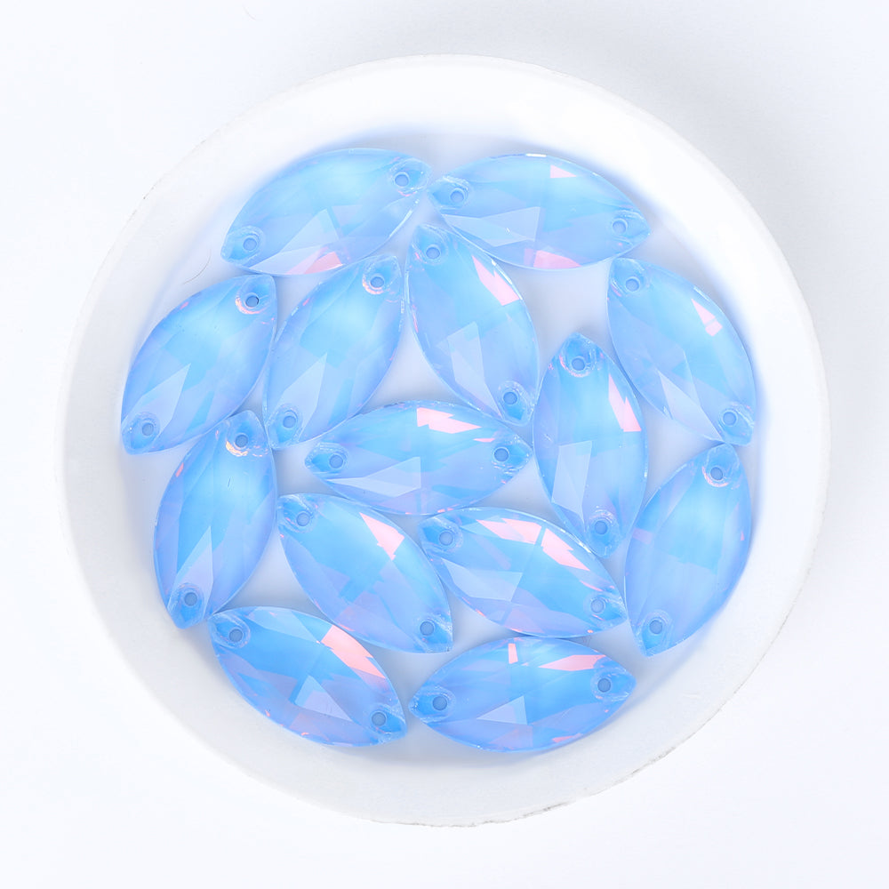 Light Sapphire AM Navette Shape High Quality Glass Sew-on Rhinestones WholesaleRhinestone