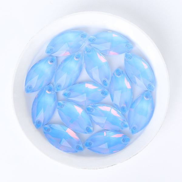 Light Sapphire AM Navette Shape High Quality Glass Sew-on Rhinestones WholesaleRhinestone