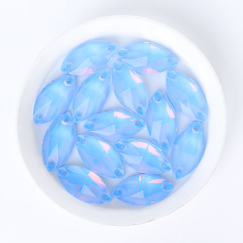 Light Sapphire AM Navette Shape High Quality Glass Sew-on Rhinestones