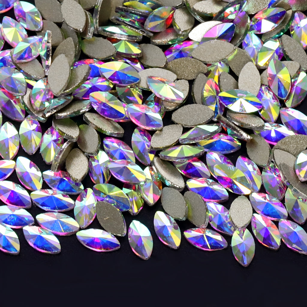Navette Form Crystal AB Flat Rücken ausgefallene Strasssteine