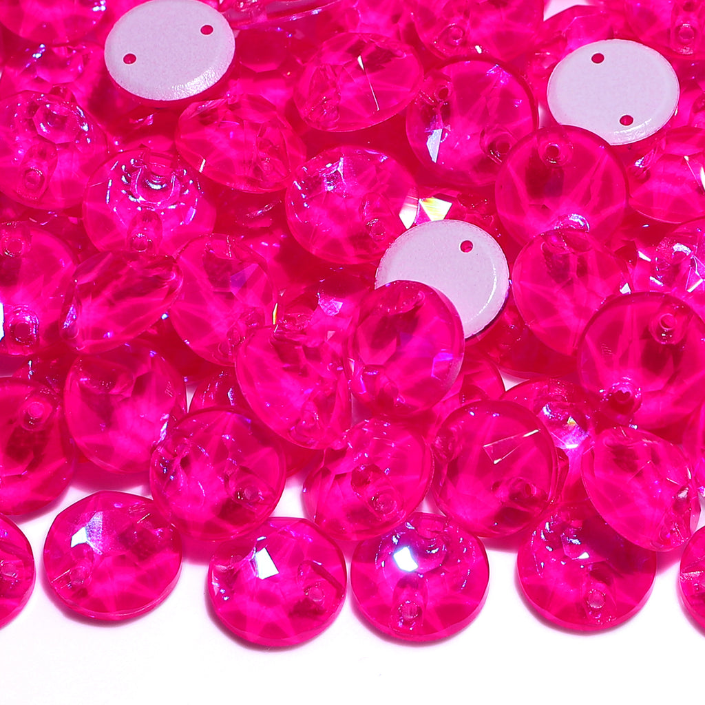 Electric Neon Fuchsia XIRIUS Round Shape High Quality Glass Sew-on Rhinestones WholesaleRhinestone
