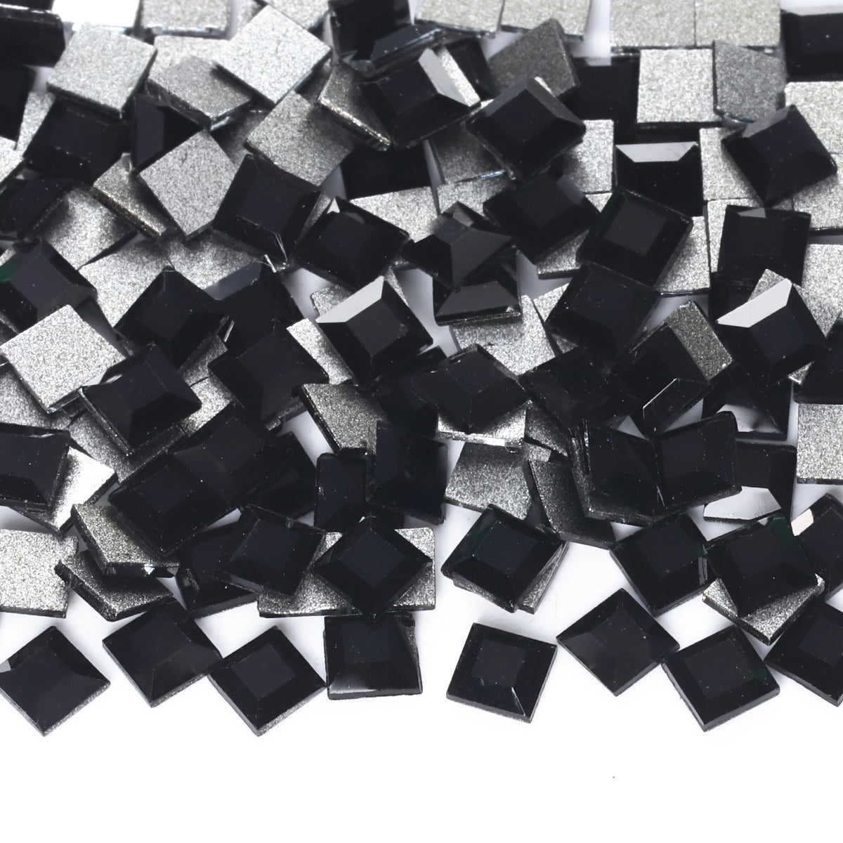 Square Shape Black Flat Back Fancy Rhinestones