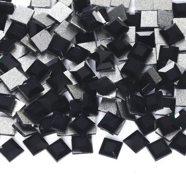 Square Shape Black Flat Back Fancy Rhinestones