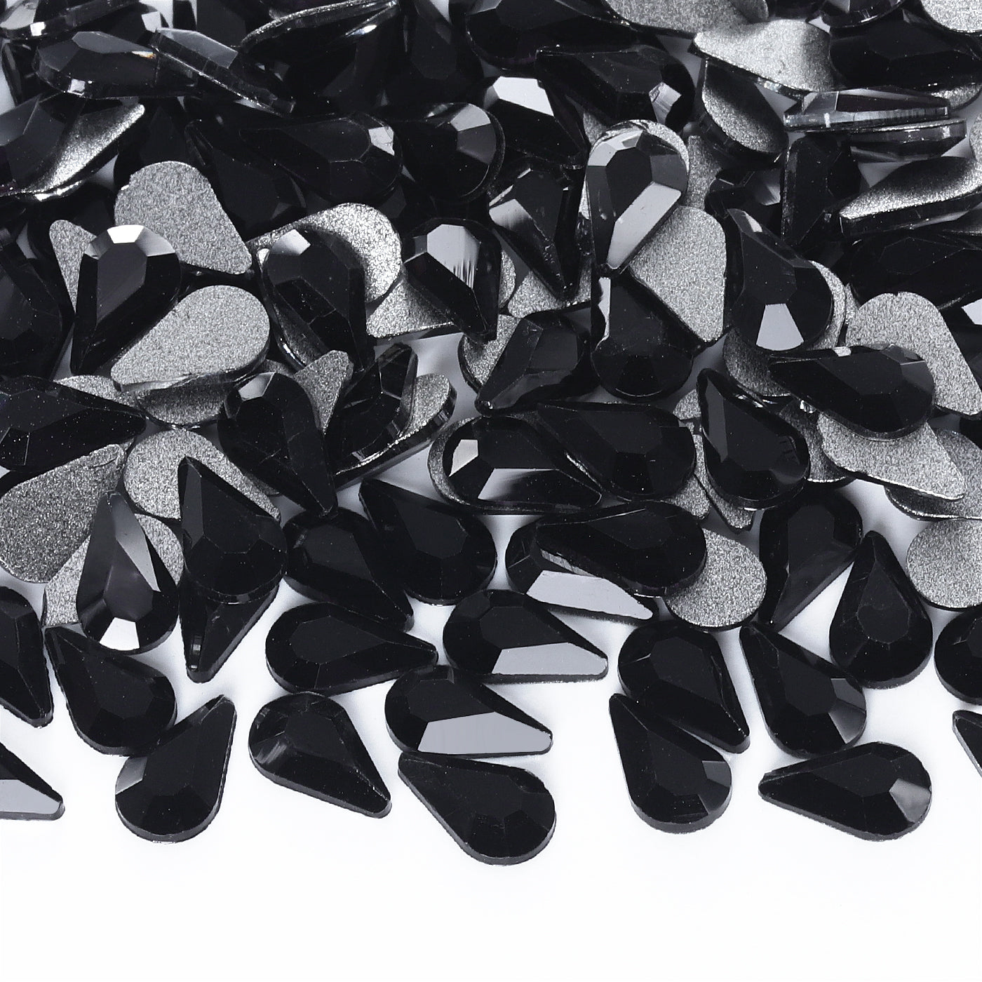 Raindrop Shape Black Flat Back Fancy Rhinestones