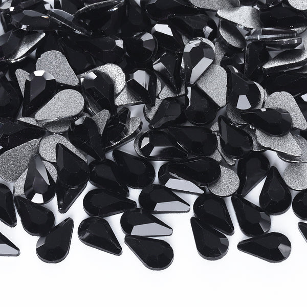 Raindrop Shape Black Flat Back Fancy Rhinestones