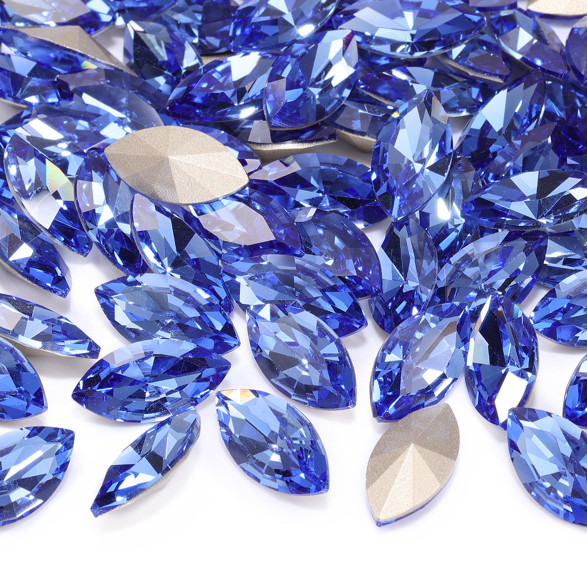 Light Sapphire Navette Shape High Quality Glass Pointed Back Fancy Rhinestones WholesaleRhinestone