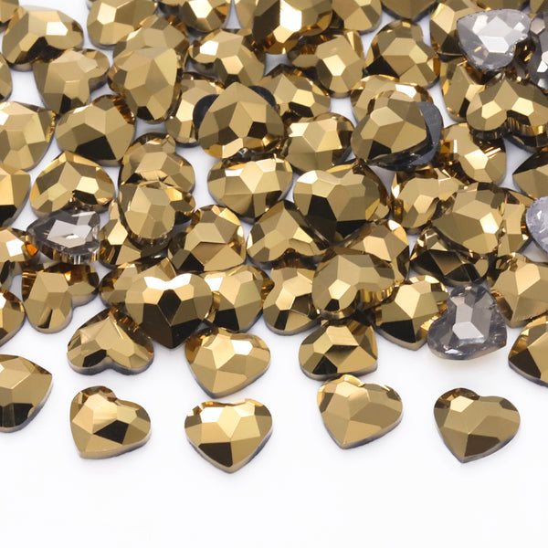 Heart Shape Aurum Flat Back Fancy Rhinestones WholesaleRhinestone