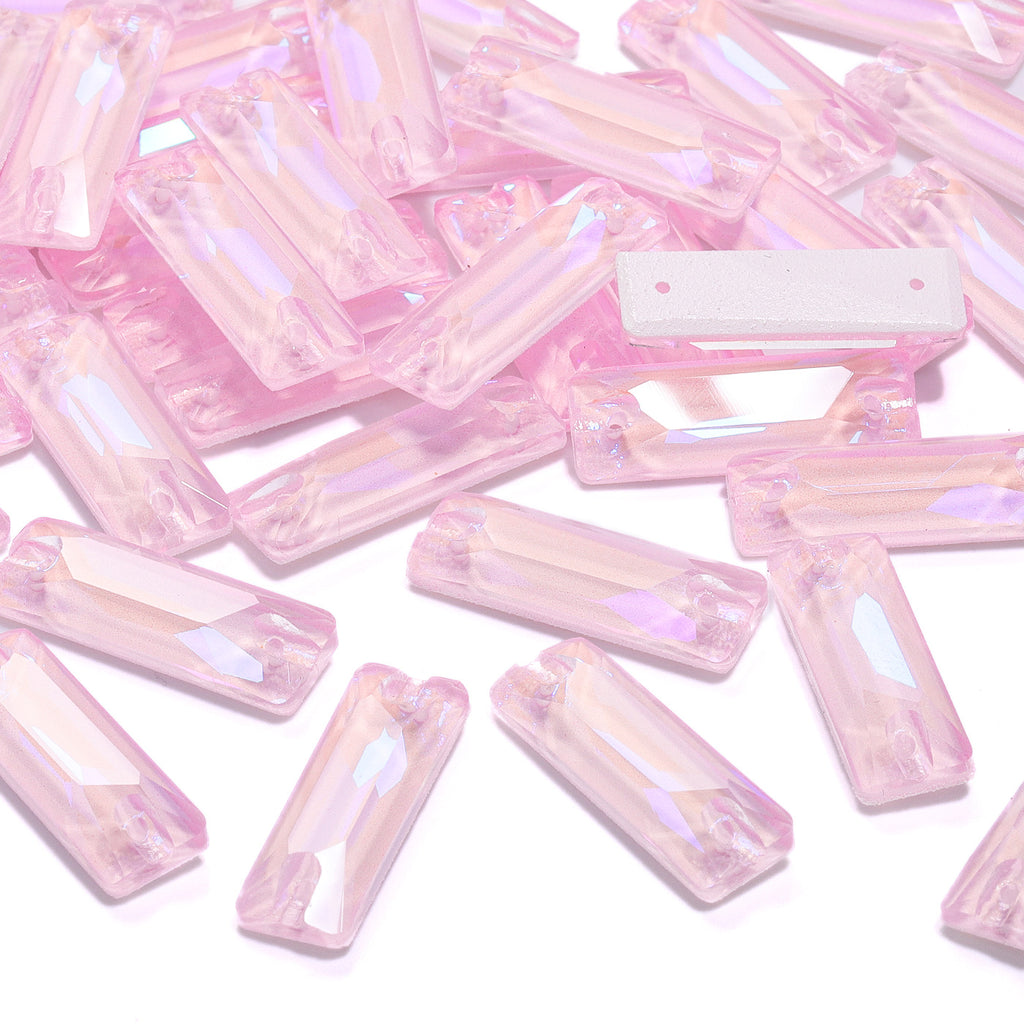 Electric Neon Light Rose Cosmic Baguette Shape High Quality Glass Sew-on Rhinestones WholesaleRhinestone