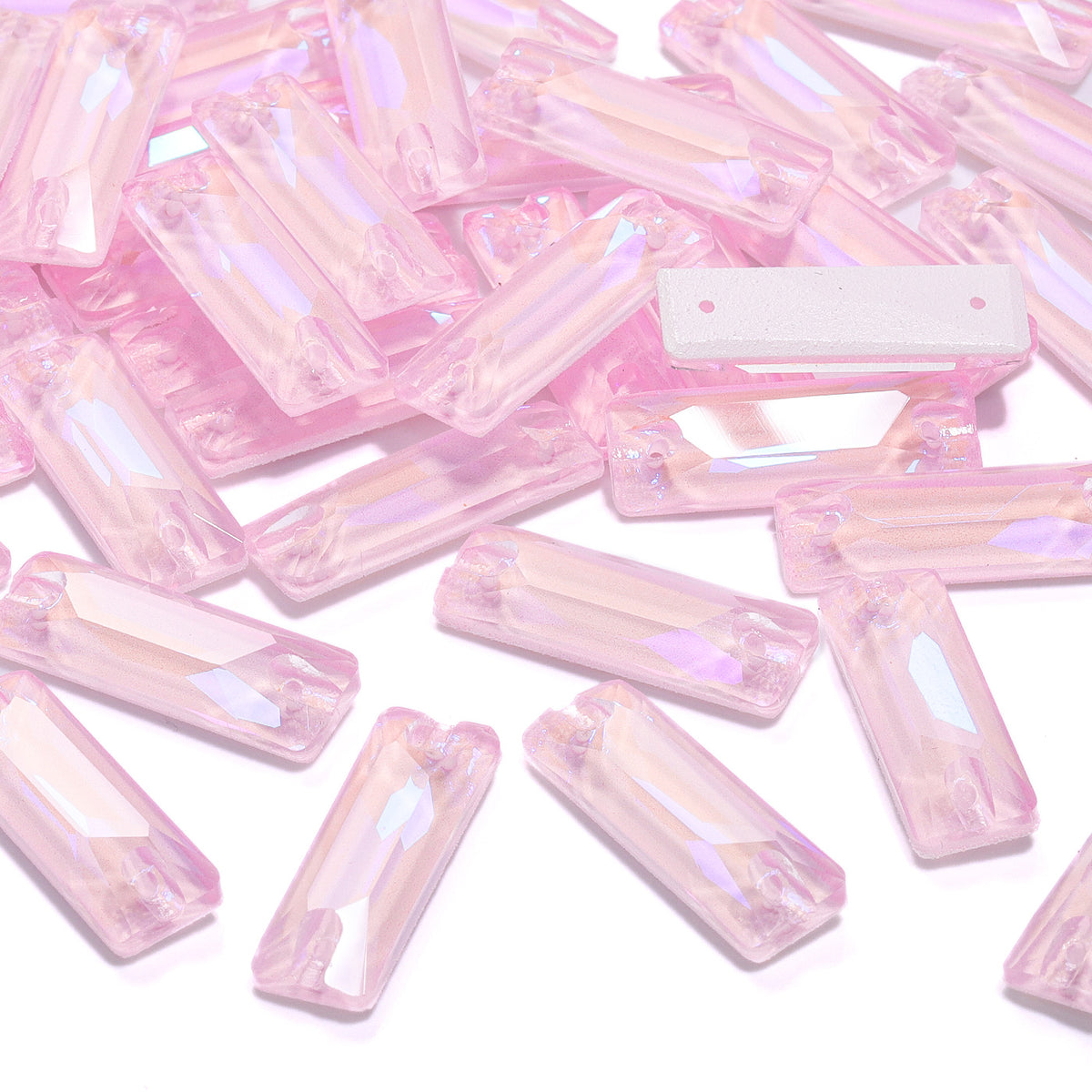 Electric Neon Light Rose Cosmic Baguette Shape High Quality Glass Sew-on Rhinestones WholesaleRhinestone