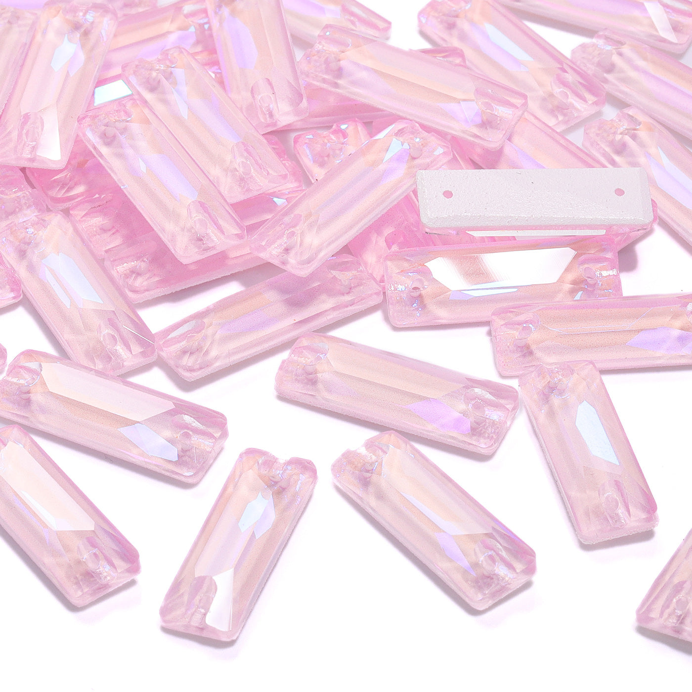 Electric Neon Light Rose Cosmic Baguette Shape High Quality Glass Sew-on Rhinestones WholesaleRhinestone