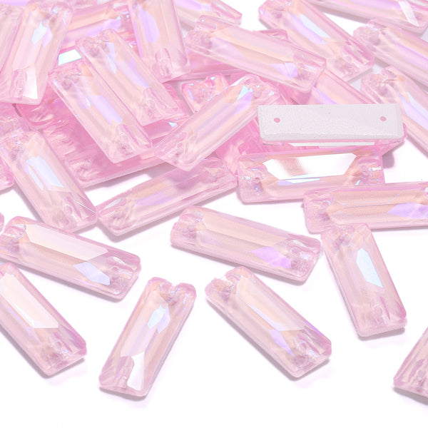 Electric Neon Light Rose Cosmic Baguette Shape High Quality Glass Sew-on Rhinestones WholesaleRhinestone