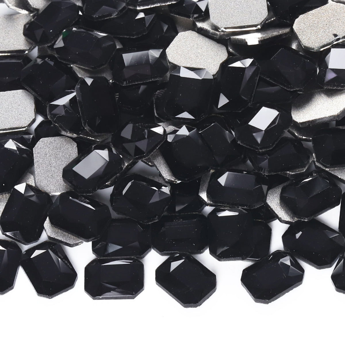 Octagon Shape Black Flat Back Fancy Rhinestones