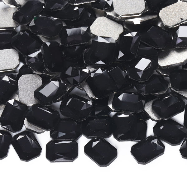 Octagon Shape Black Flat Back Fancy Rhinestones