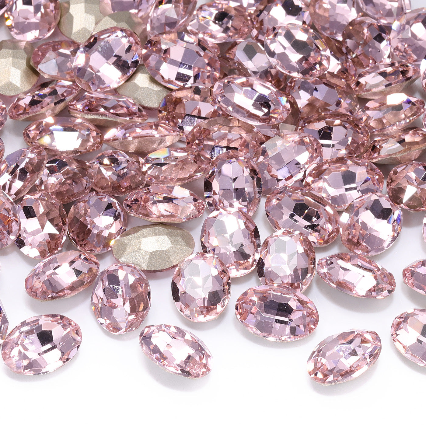 Lys rose oval form af høj kvalitet glas pegede tilbage fancy rhinestones Sekundært billede