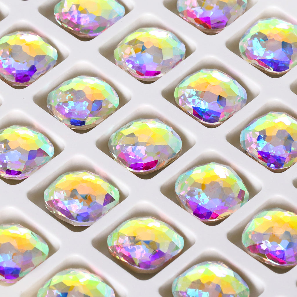 Crystal AB Dome Cushion Square Shape High Quality Glass Pointed Back Fancy Rhinestones WholesaleRhinestone