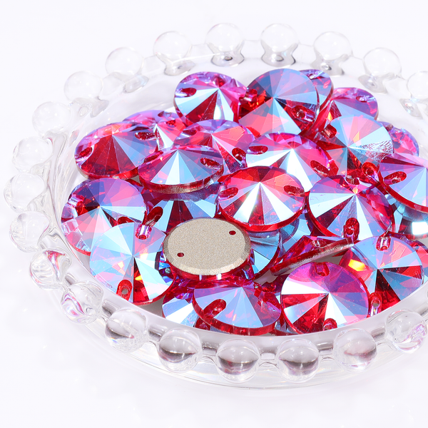 Light Siam Shimmer Rivoli Shape High Quality Glass Sew-on Rhinestones WholesaleRhinestone