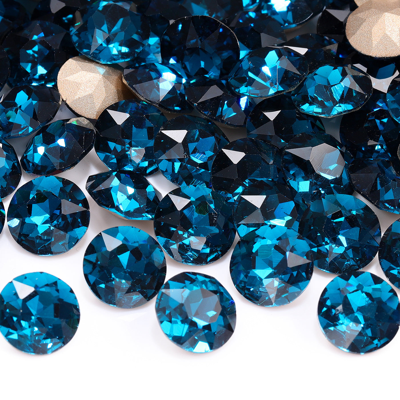Indicolite Gemstone Flower Shape High Quality Glass Pointed Back Fancy Rhinestones WholesaleRhinestone