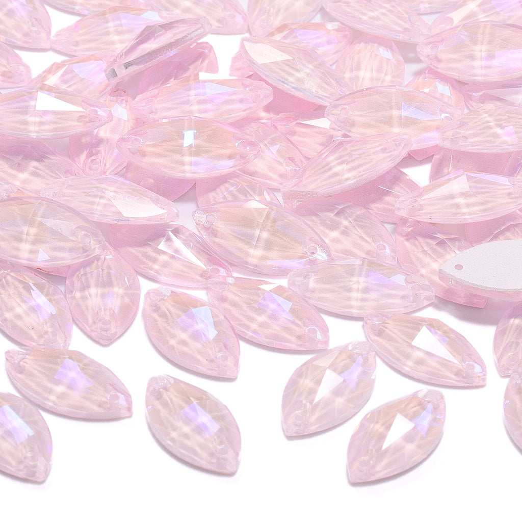 Electric Neon Light Rose Navette Shape High Quality Glass Sew-on Rhinestones WholesaleRhinestone