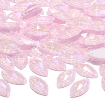 Electric Neon Light Rose Navette Shape High Quality Glass Sew-on Rhinestones WholesaleRhinestone