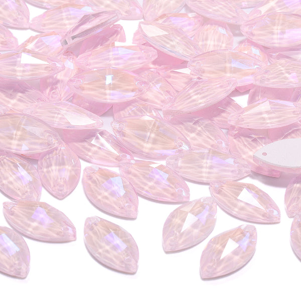 Electric Neon Light Rose Navette Shape High Quality Glass Sew-on Rhinestones WholesaleRhinestone