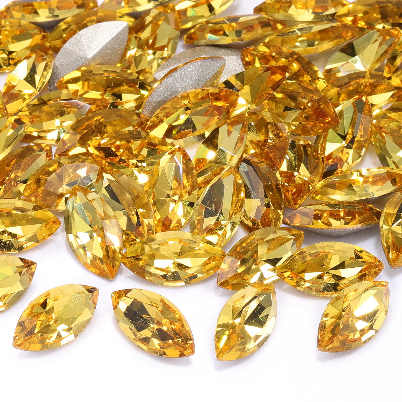 Light Topaz Navette Shape High Quality Glass Pointed Back Fancy Rhinestones Secondary image