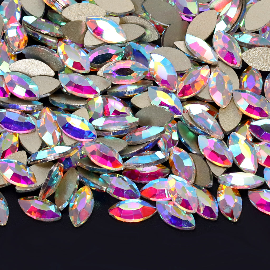 Navette Form Crystal AB Flat Rücken ausgefallene Strasssteine