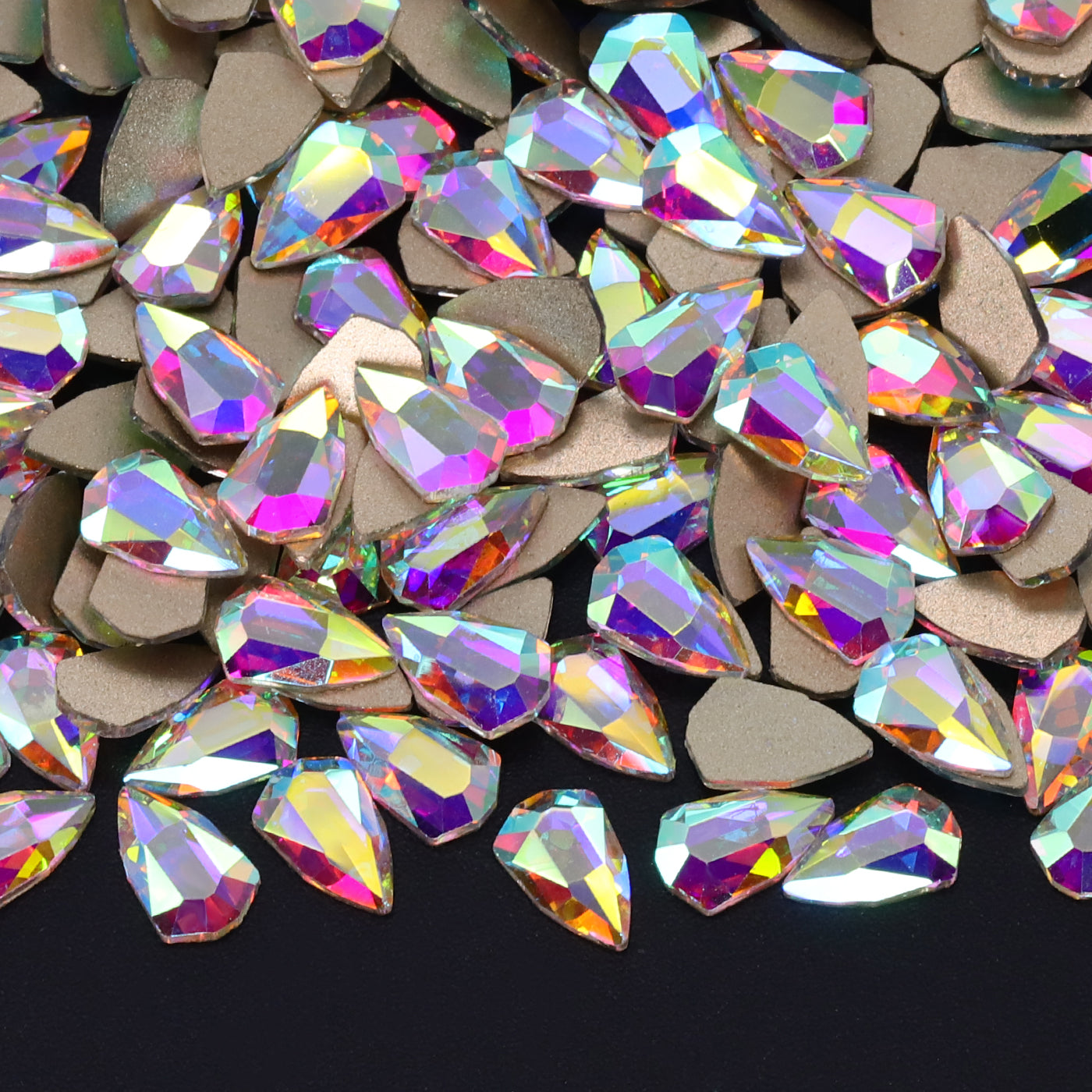 Shield Shape Crystal AB Flat Back Fancy Rhinestones