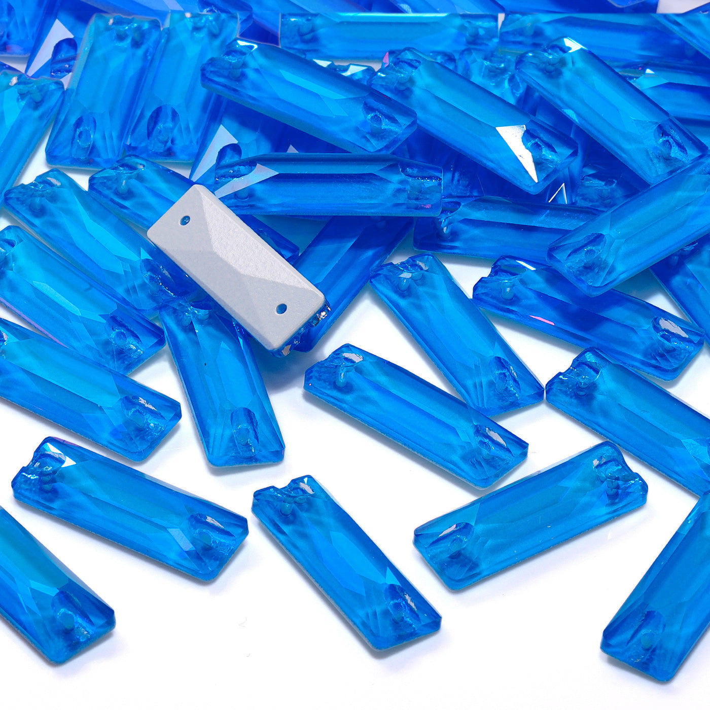 Electric Neon Blue Cosmic Baguette Shape High Quality Glass Sew-on Rhinestones WholesaleRhinestone