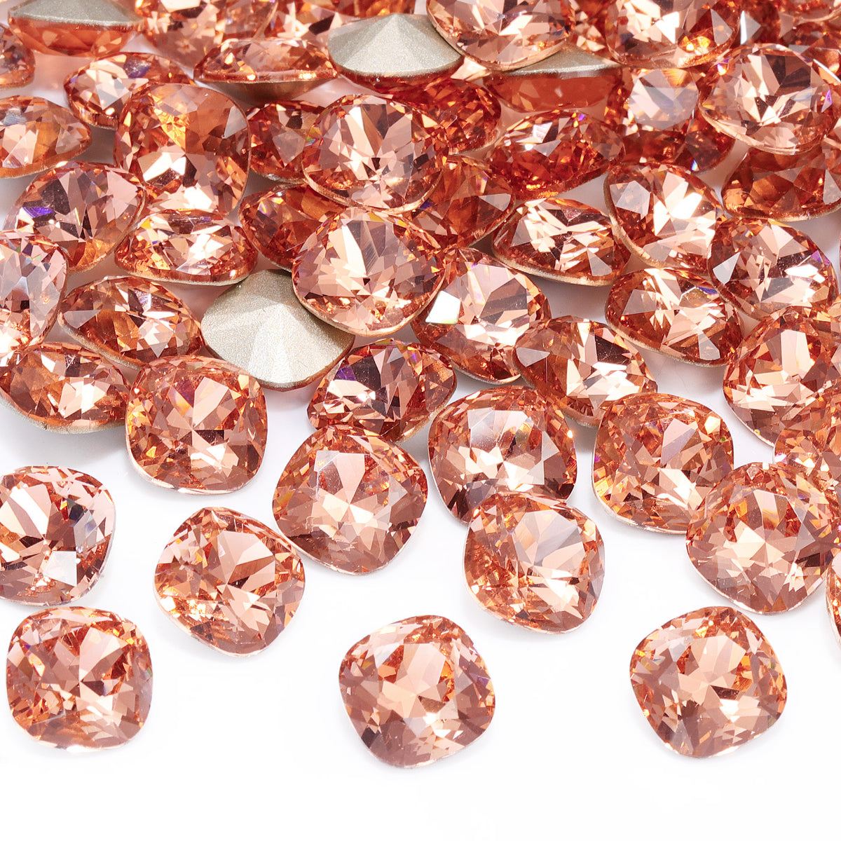 Light Peach Cushion Square Shape High Quality Glass Pointed Back Fancy Rhinestones WholesaleRhinestone