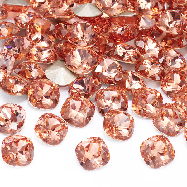 Light Peach Cushion Square Shape High Quality Glass Pointed Back Fancy Rhinestones WholesaleRhinestone
