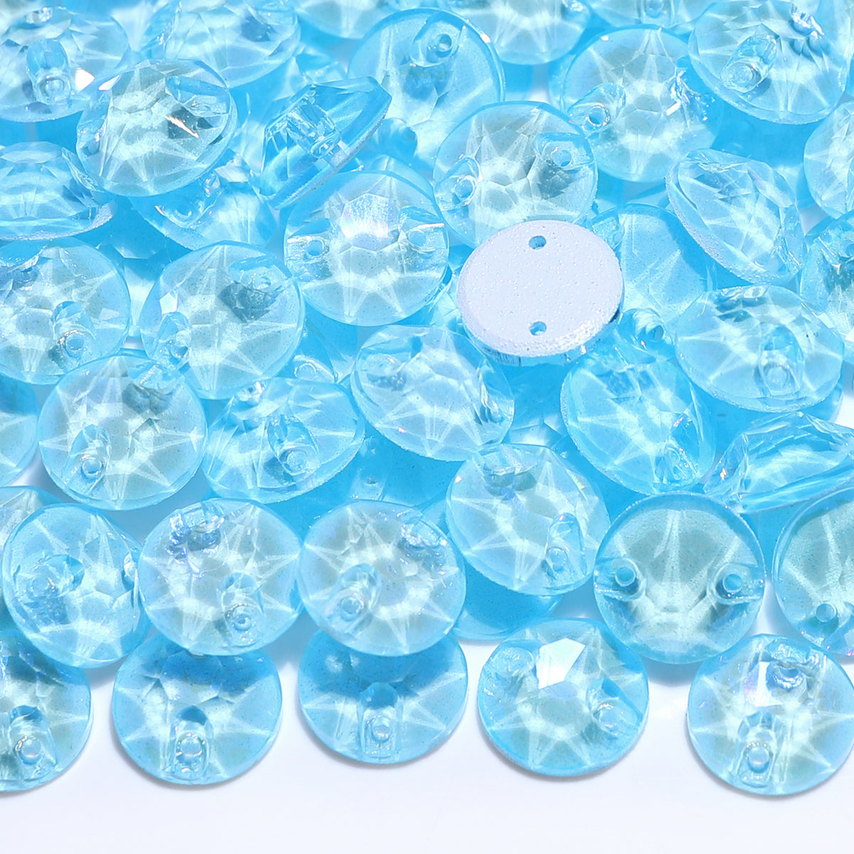 Electric Neon Aquamarine XIRIUS Round Shape High Quality Glass Sew-on Rhinestones WholesaleRhinestone