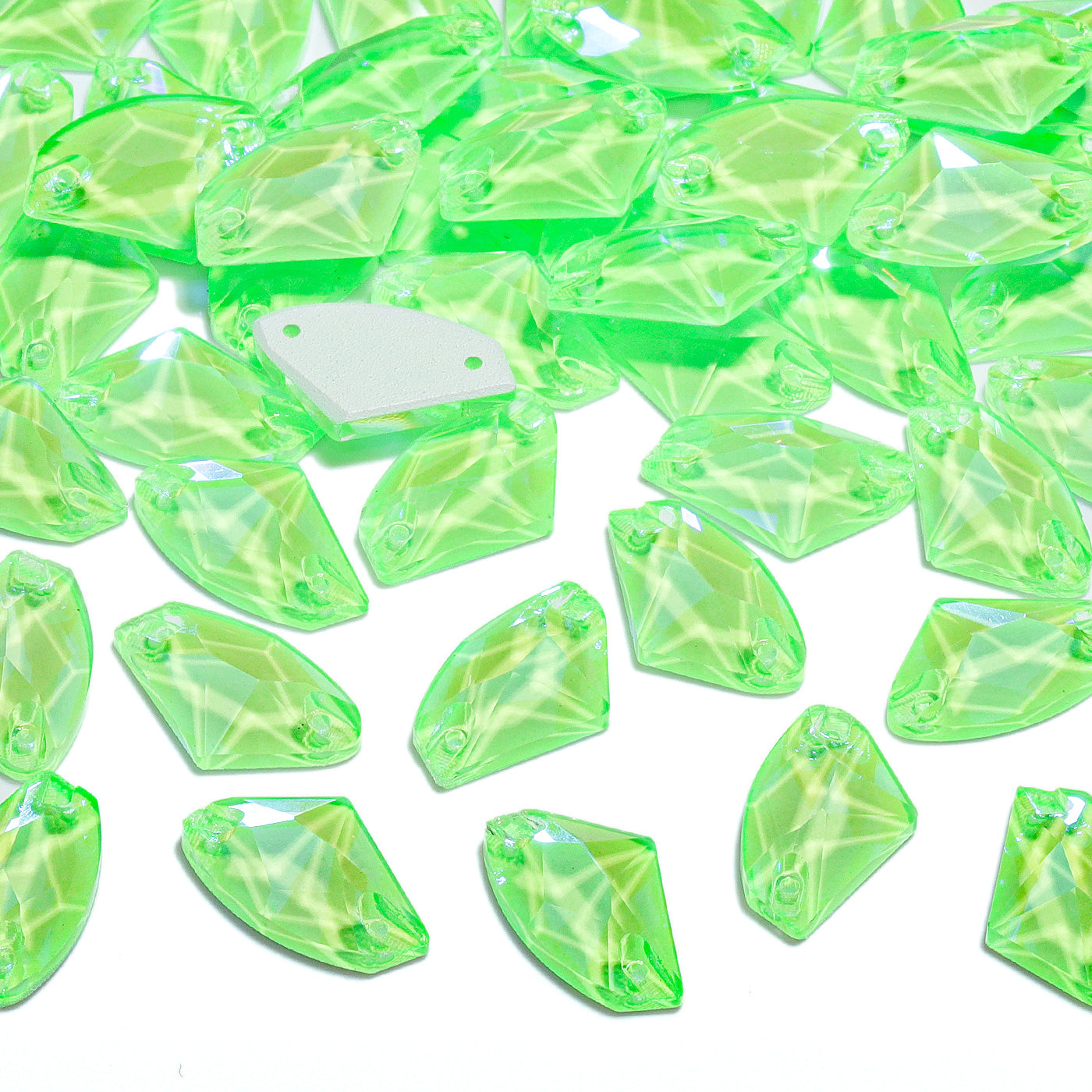 Electric Neon Peridot Galactic Shape High Quality Glass Sew-on Rhinestones WholesaleRhinestone