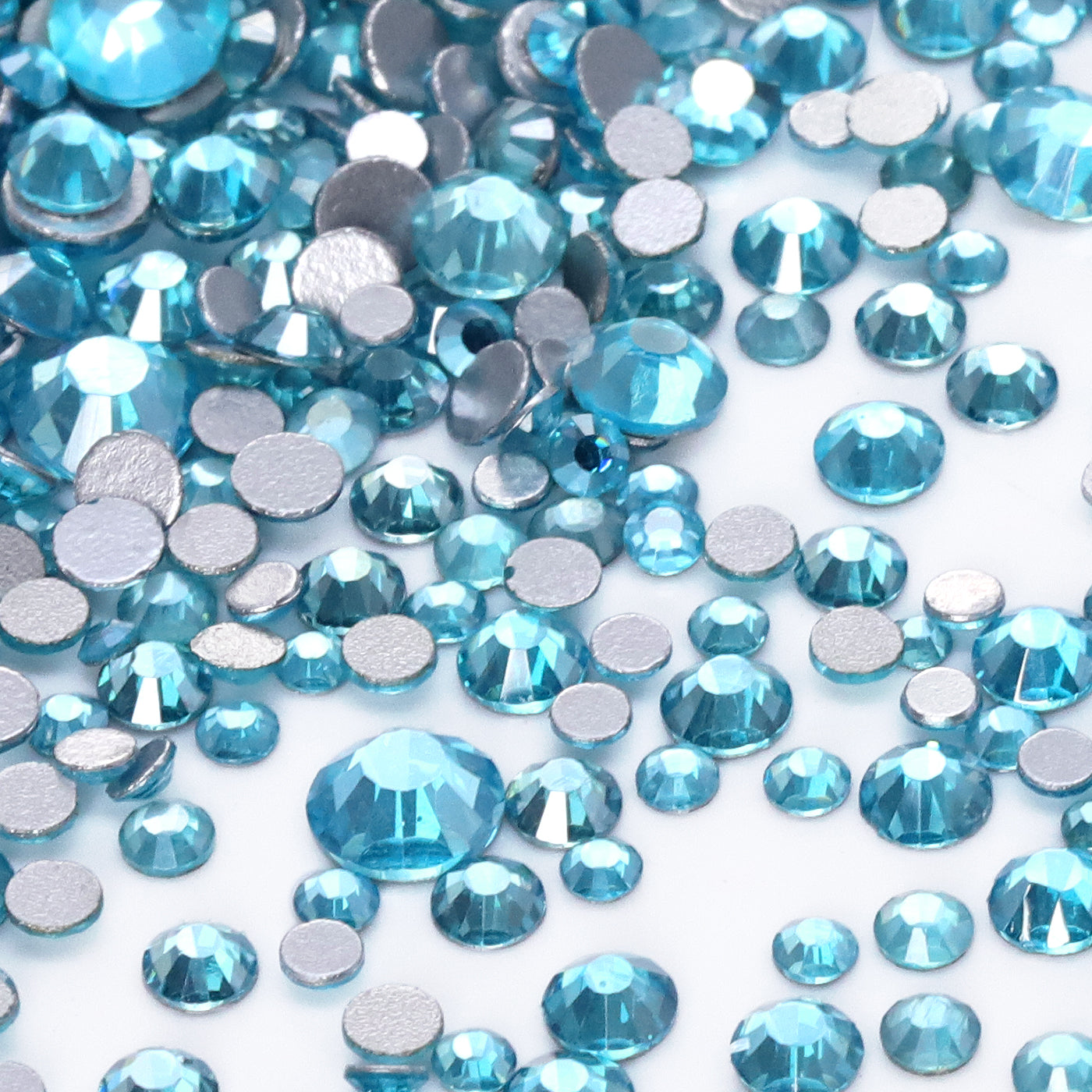 Mixed Sizes Star Aquamarine Glass FlatBack Rhinestones For Nail Art Silver Back WholesaleRhinestone メイン画像