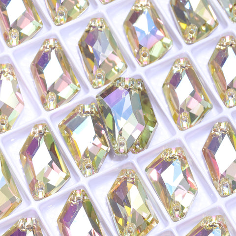 Luminous Green De-Art Shape High Quality Glass Sew-on Rhinestones