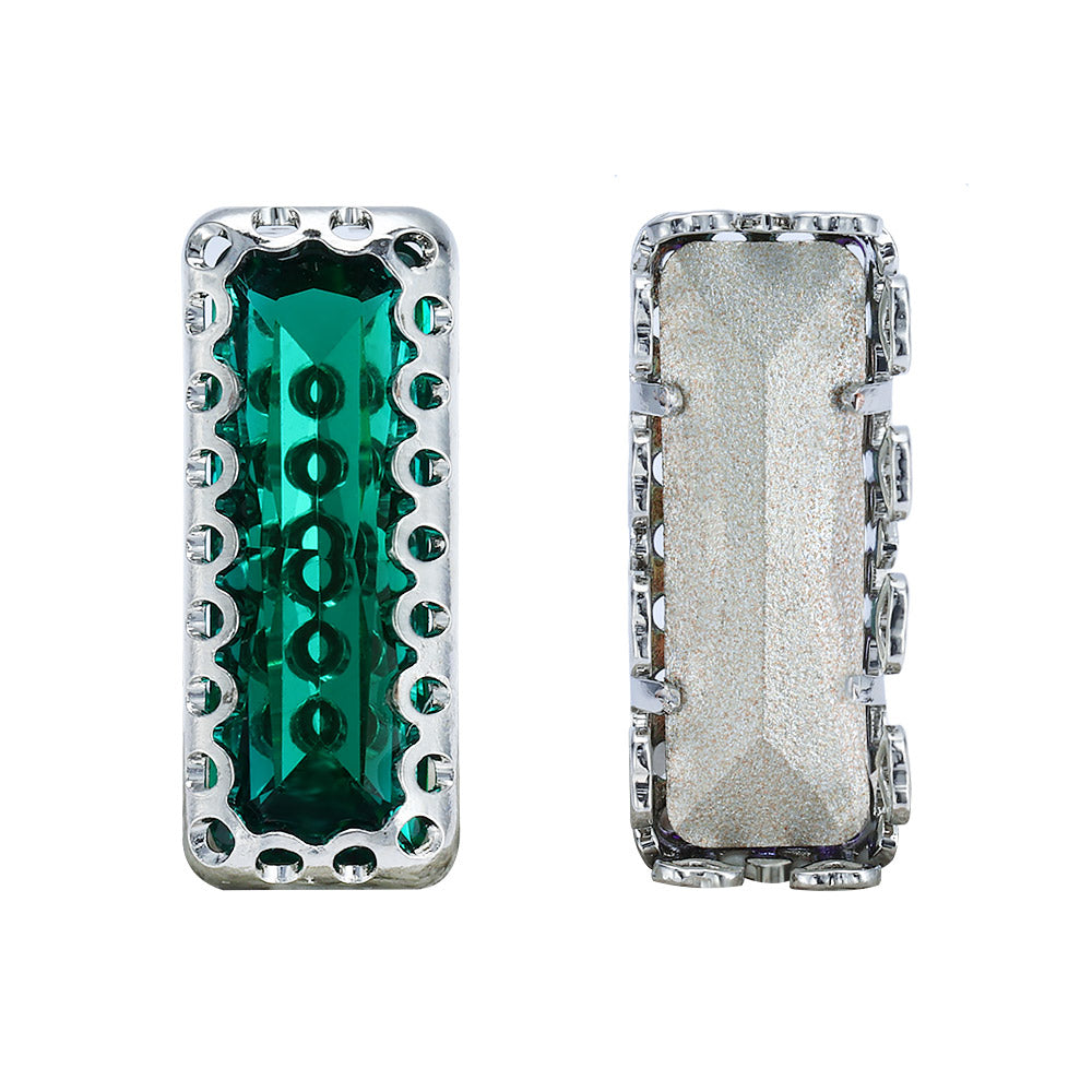 Emerald Princess Baguette Shape High-Quality Glass Sew-on Nest Hollow Claw Rhinestones WholesaleRhinestone