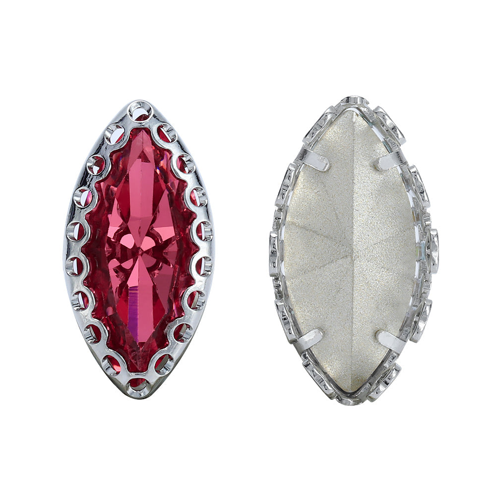 Rose Navette Shape High-Quality Glass Sew-on Nest Hollow Claw Rhinestones WholesaleRhinestone