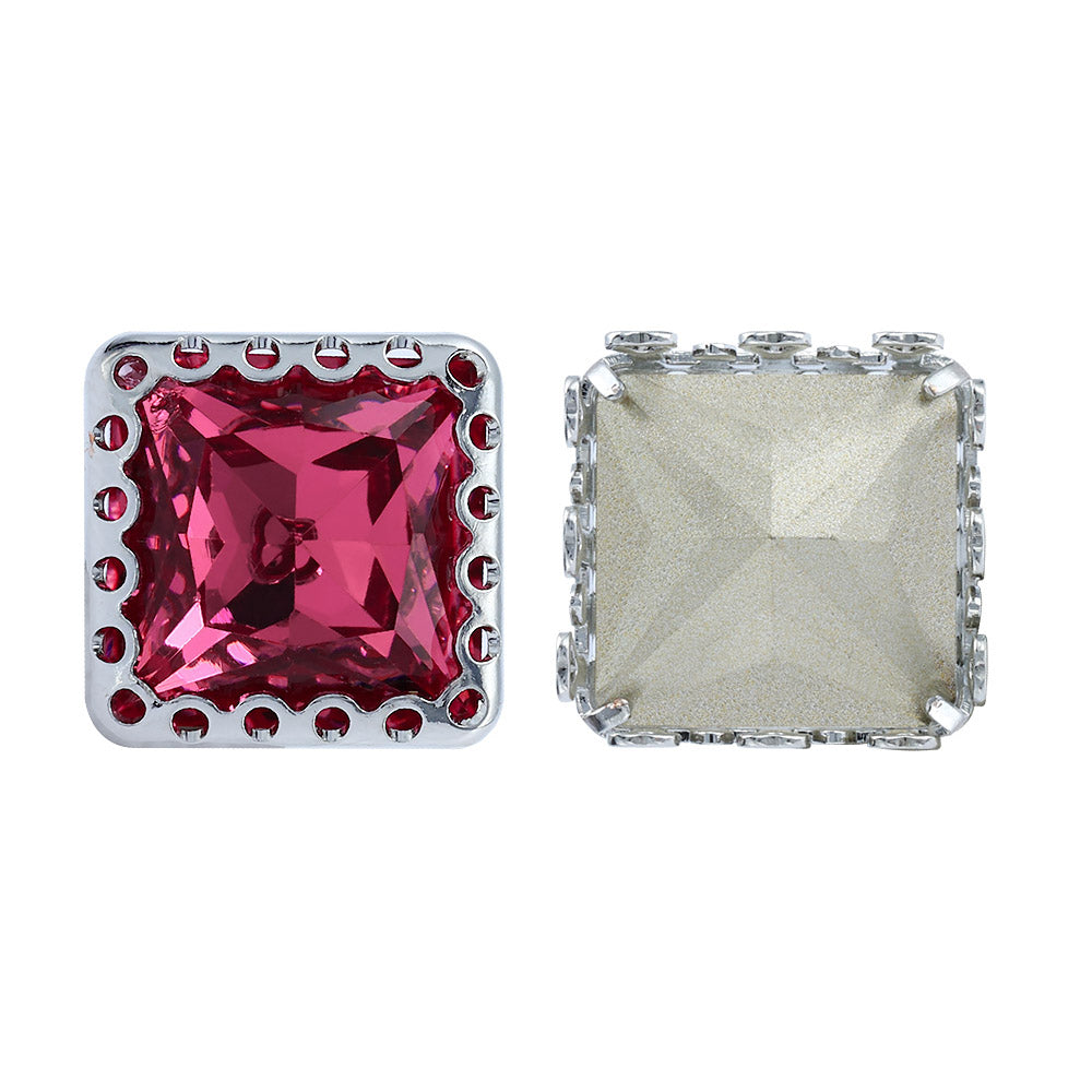 Rose Princess Square Shape High-Quality Glass Sew-on Nest Hollow Claw Rhinestones