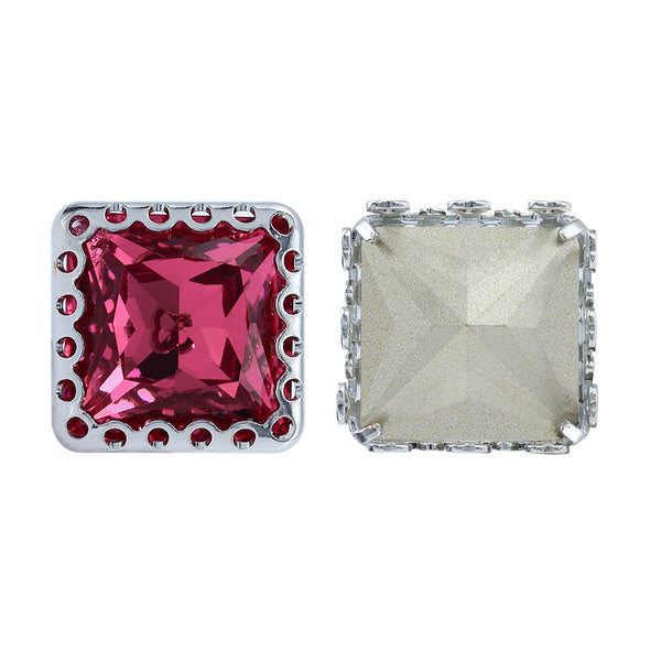 Rose Princess Square Shape High-Quality Glass Sew-on Nest Hollow Claw Rhinestones WholesaleRhinestone