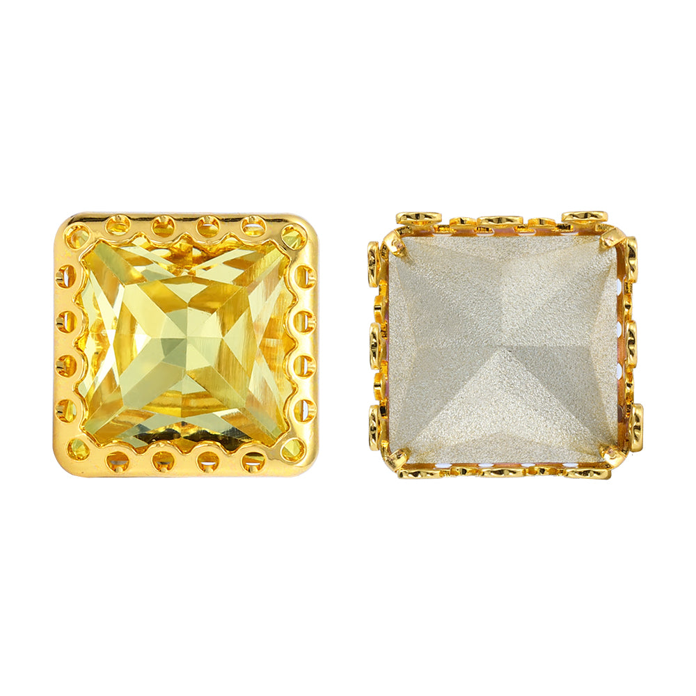 Light Topaz Princess Square Shape High-Quality Glass Sew-on Nest Hollow Claw Rhinestones WholesaleRhinestone